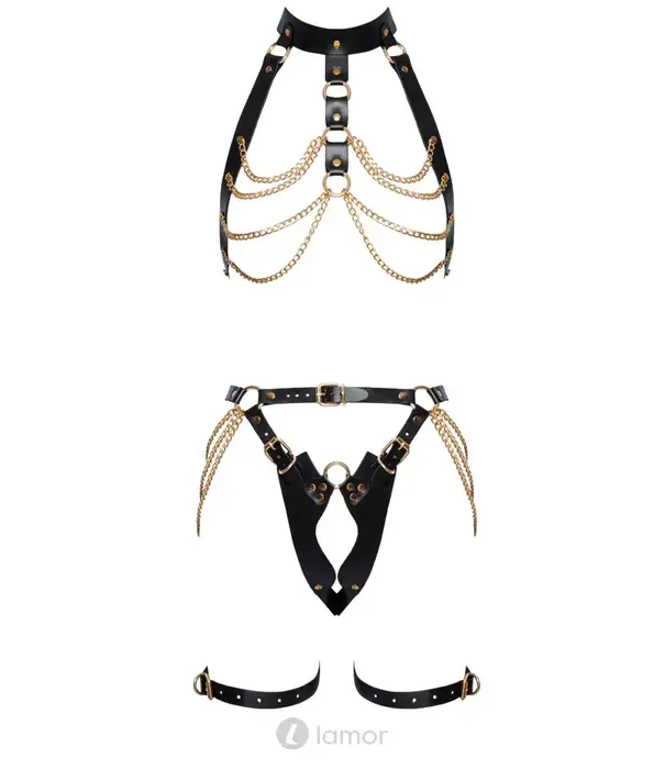 ZADO leren harness set met kettingen en verstelbare bandjes