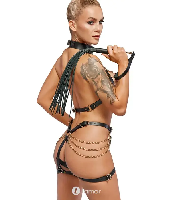 ZADO leren harness set met kettingen en verstelbare bandjes