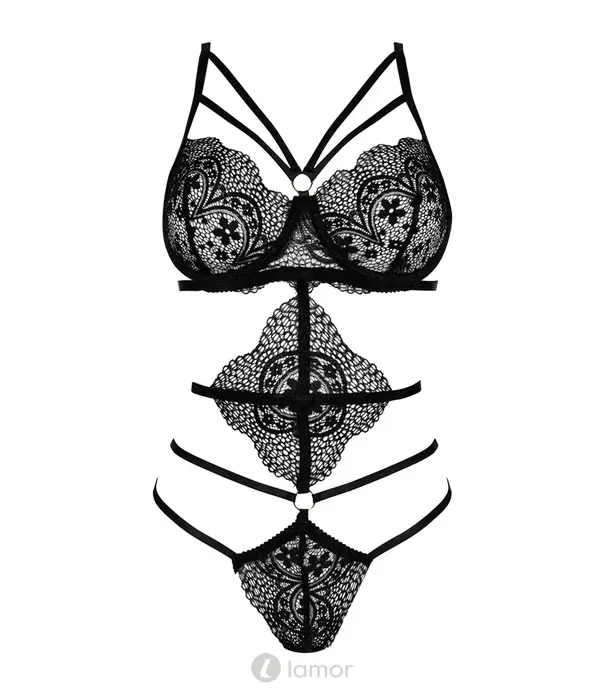 * BEAUTYNIGHT Beautynight Elaris kanten body met bandjes – zwart