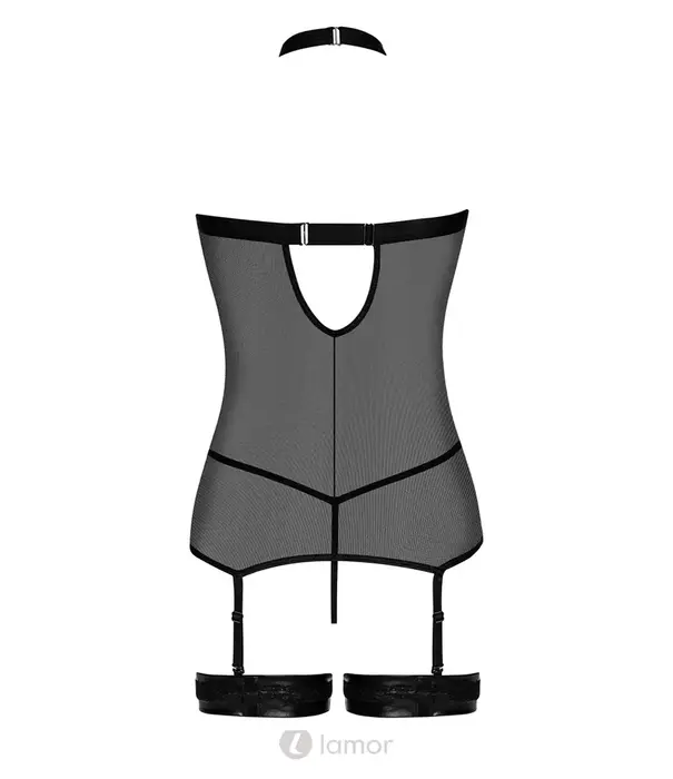 * BEAUTYNIGHT Beautynight Ella wetlook jarretelkorset set met tule