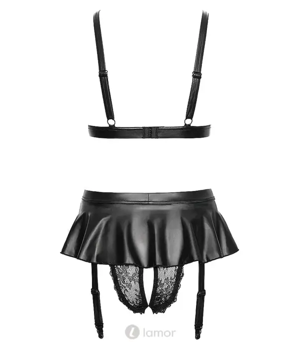 * COTTELLI  Cottelli LINGERIE soft BH en straps slip ouvert set met rokdetail