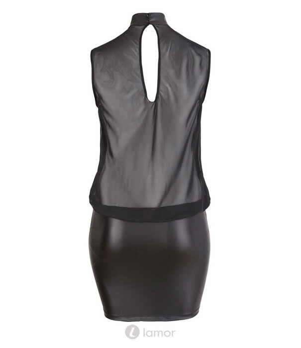 * COTTELLI  Cottelli Curves Minijurk Met Transparant Topje En Opstaande kraag