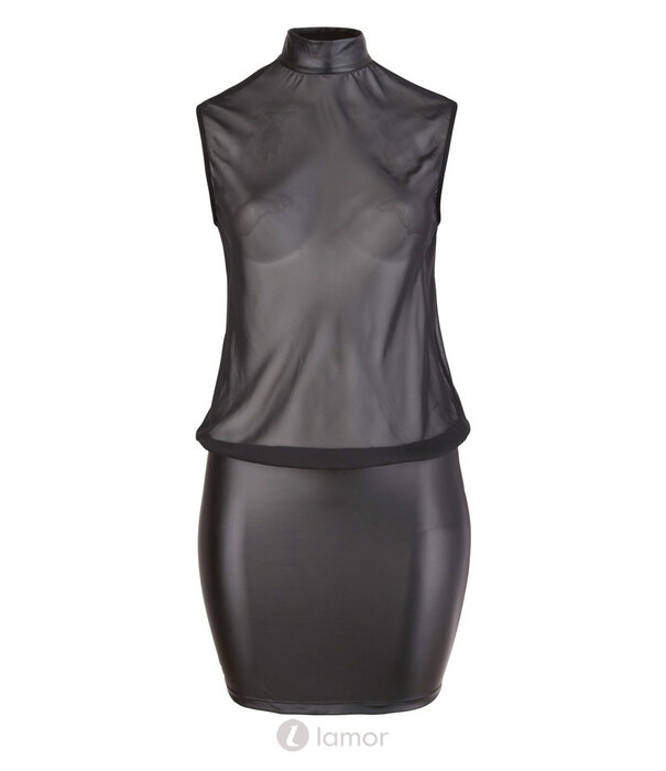 * COTTELLI  Cottelli Curves Minijurk Met Transparant Topje En Opstaande kraag