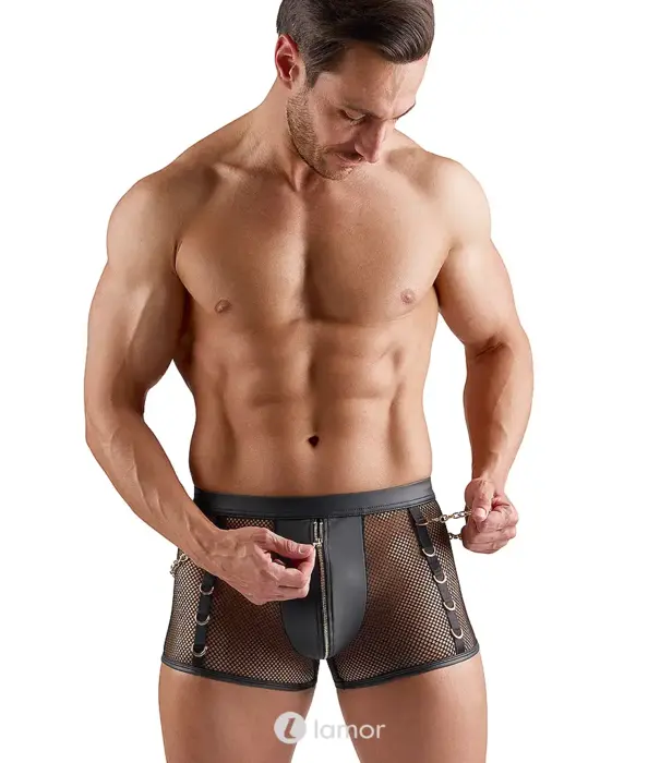* SVENJOYMENT Svenjoyment Heren Net Short Met Wetlook En Afneembare Kettingen