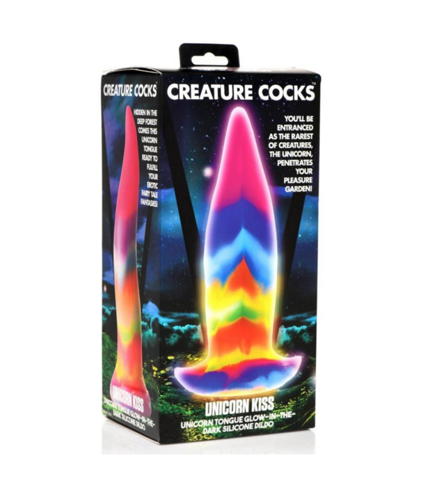 Eenhoorn Tongue - Glow in the Dark - Silicone Dildo - Regenboog