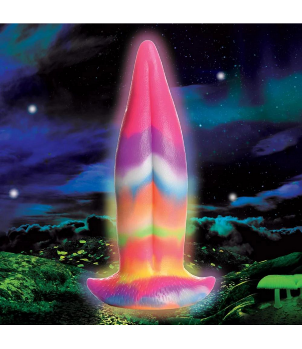 Eenhoorn Tongue - Glow in the Dark - Silicone Dildo - Regenboog