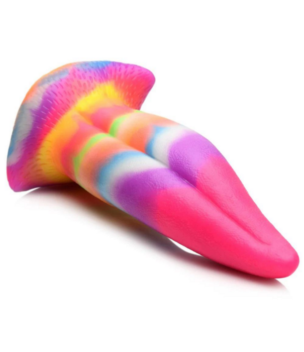 Eenhoorn Tongue - Glow in the Dark - Silicone Dildo - Regenboog