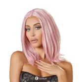 Cottelli ACCESSOIRES pastelroze bob pruik met middenscheiding