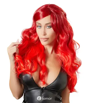 Rode lange golvende pruik ,CC0700339