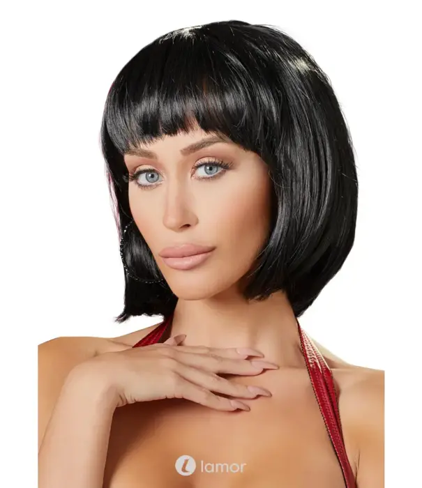 * COTTELLI  Cottelli ACCESSOIRES zwarte korte bob pruik met pony
