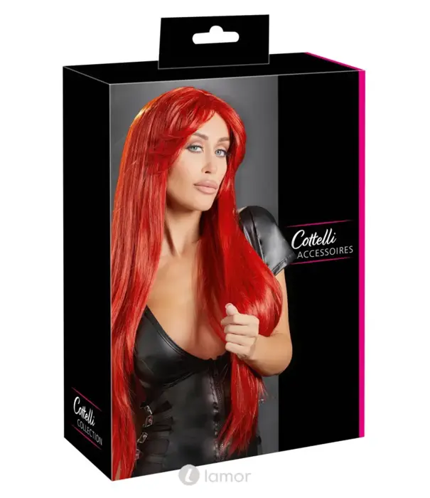 * COTTELLI  Cottelli ACCESSOIRES rode lange gladde pruik met pony