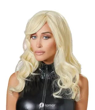 Hellblonde lange pruik golvend, CC0773506