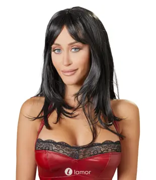 Zwarte middellange pruik, CC0779199