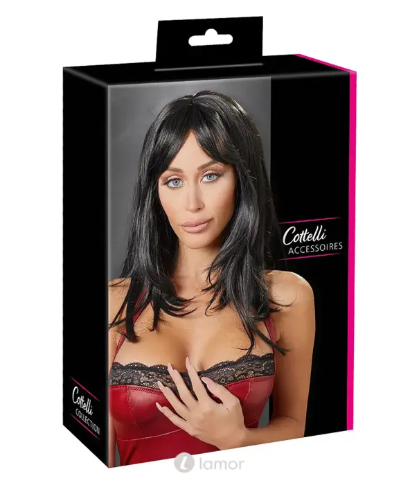 * COTTELLI  Cottelli ACCESSOIRES zwarte middellange pruik met pony