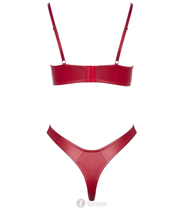 * COTTELLI  Cottelli LINGERIE rode wetlook beugel bh en riostring set