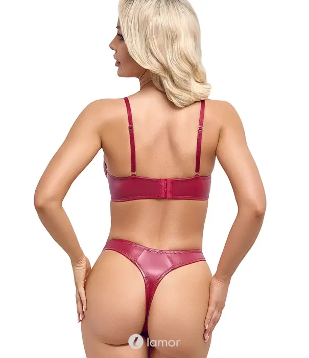 * COTTELLI  Cottelli LINGERIE rode wetlook beugel bh en riostring set