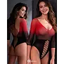 Zwart rode mesh bodysuit van Passion BS118 maat S/L