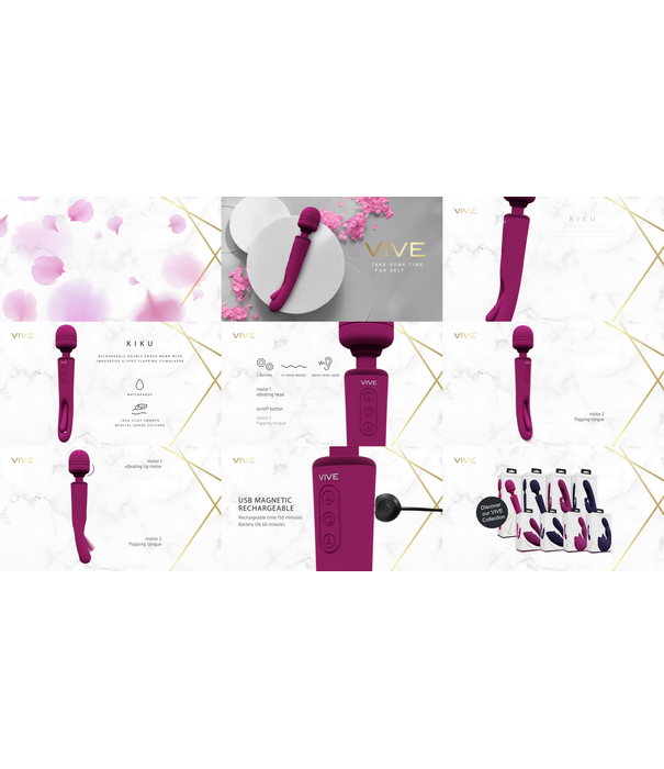 VIVE by Shots Kiku - Dubbelzijdige Wand met Innovatieve G-Spot Flapper Stimulator - Roze