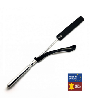 Zweep - Metaal en Leer - 52 cm - Zwart/Zilver