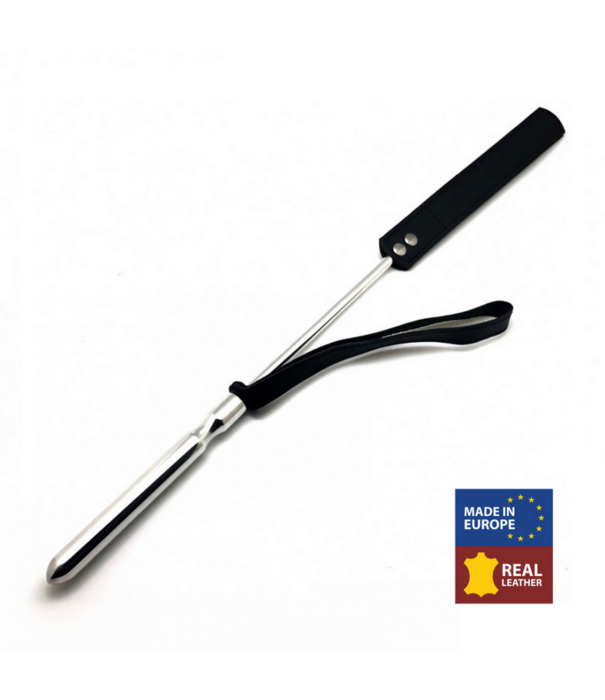 Red Leather Zweep - Metaal en Leer - 52 cm - Zwart/Zilver