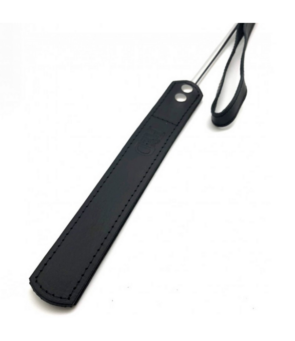 Red Leather Zweep - Metaal en Leer - 52 cm - Zwart/Zilver