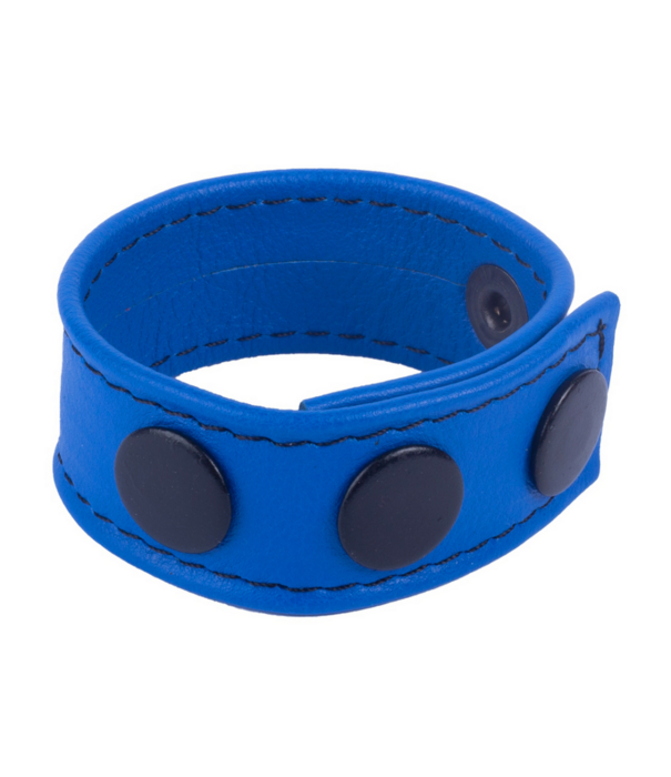 Red Leather Cocky - Verstelbare Leren Cockring - Blauw