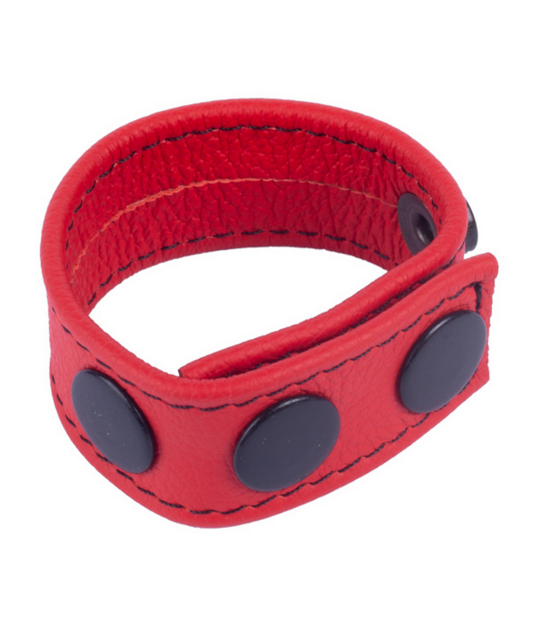 Red Leather Cocky - Verstelbare Leren Cockring - Rood
