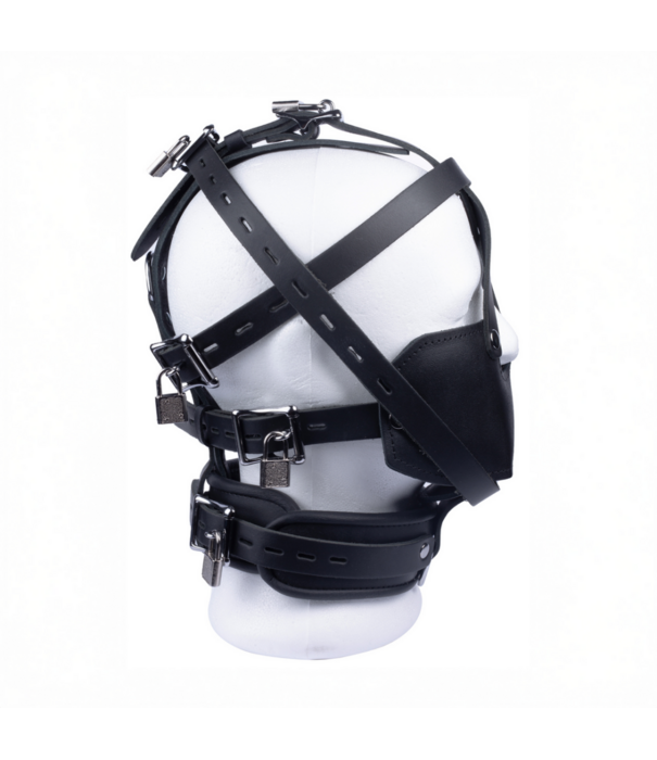 Red Leather Leren Masker - Zwart