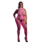 Bodystocking met Halterneck - Plus Size - Neon Roze