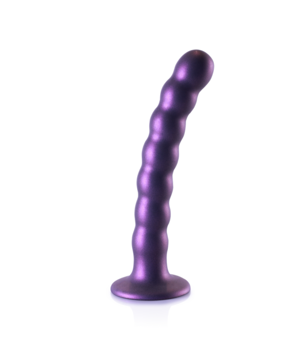 Ouch! by Shots Beaded Silicone G-Spot Dildo - 6,5'' / 16,5 cm - Metallic Paars
