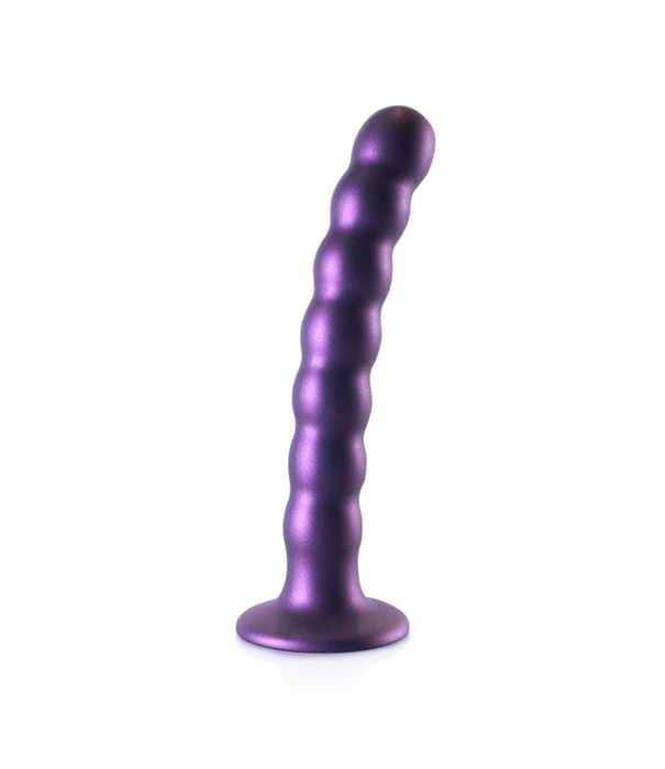 Ouch! by Shots Beaded Silicone G-Spot Dildo - 6,5'' / 16,5 cm - Metallic Paars