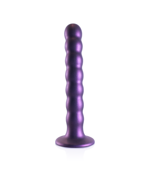 Ouch! by Shots Beaded Silicone G-Spot Dildo - 6,5'' / 16,5 cm - Metallic Paars