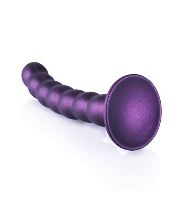 Ouch! by Shots Beaded Silicone G-Spot Dildo - 6,5'' / 16,5 cm - Metallic Paars