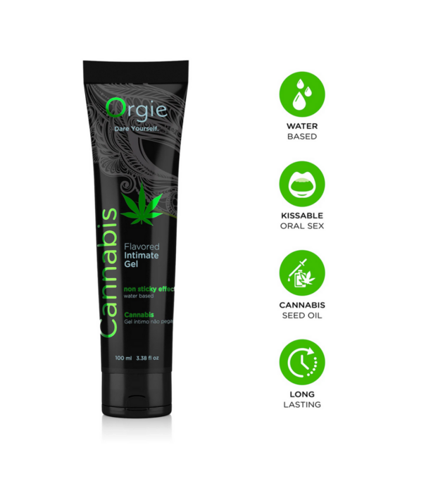 Orgie Lube Tube Cannabis - Waterbased Lubricant - 3 fl oz / 100 ml