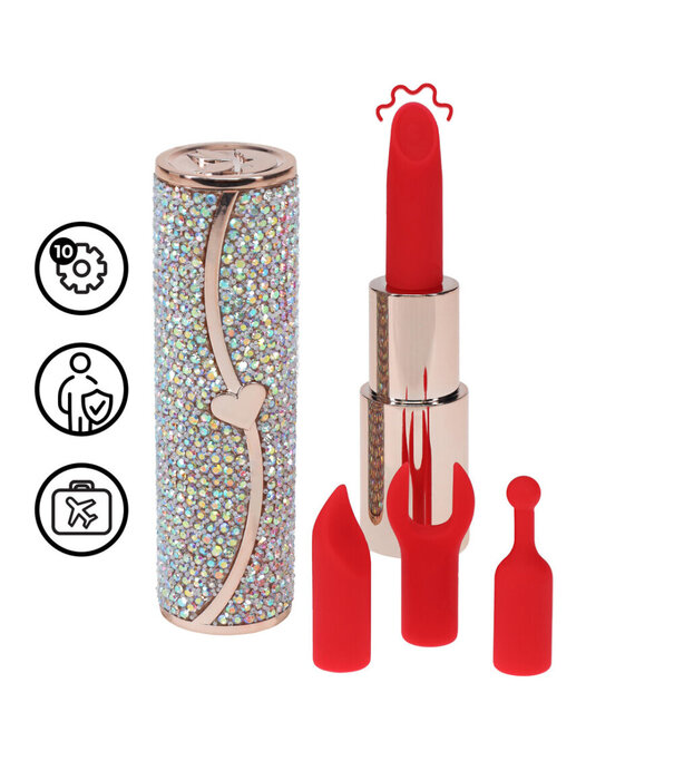 Loveline by Shots Sparkle - Lippenstift Vibrator met 4 Opzetstukken - Iriserend