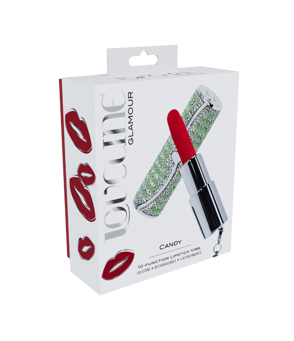 Loveline by Shots Candy - Lipstick Vibrator with 4 Attachments - Green