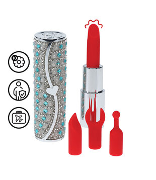 Tiffany - Lipstick Vibrator with 4 Attachments - Blue