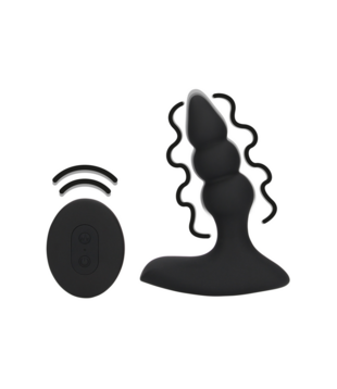 Beaded Vibrerende Anale Plug met Afstandsbediening - Zoethout Zwart