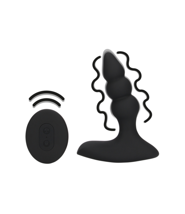 Loveline by Shots Beaded Vibrerende Anale Plug met Afstandsbediening - Zoethout Zwart