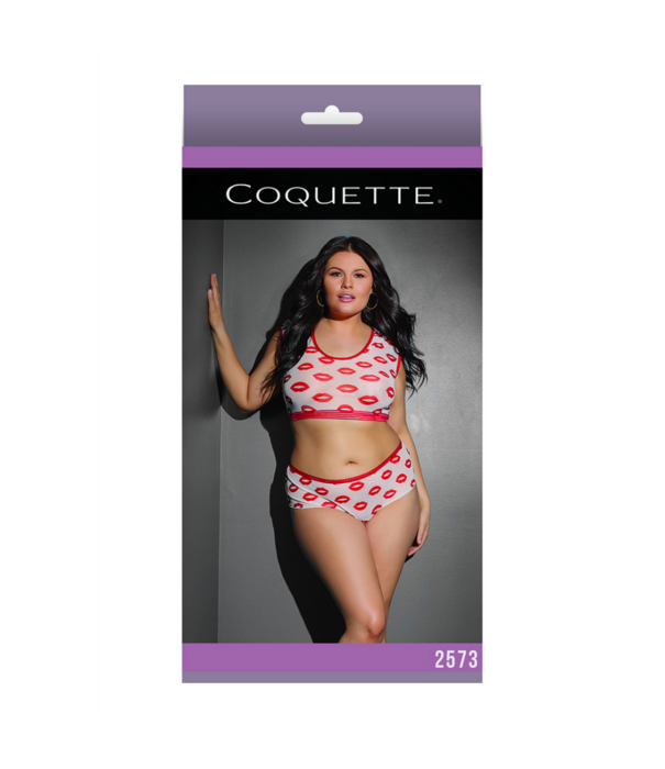 Coquette Crop Top en Shorts met Lippenprint - Plus Size