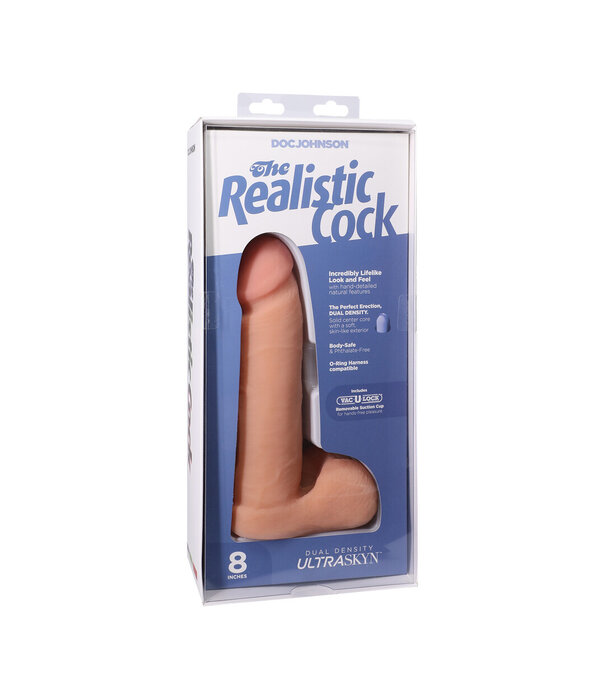 Doc Johnson Realistische Cock met Ballen - Verwijderbare Vac-U-Lock Zuignap - ULTRASKYN - 8 / 21 cm - Vanille