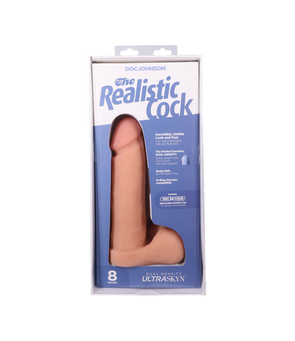Doc Johnson Realistische Cock met Ballen - Verwijderbare Vac-U-Lock Zuignap - ULTRASKYN - 8 / 21 cm - Vanille
