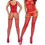 Rode mesh bodystocking ouvert met string BS119