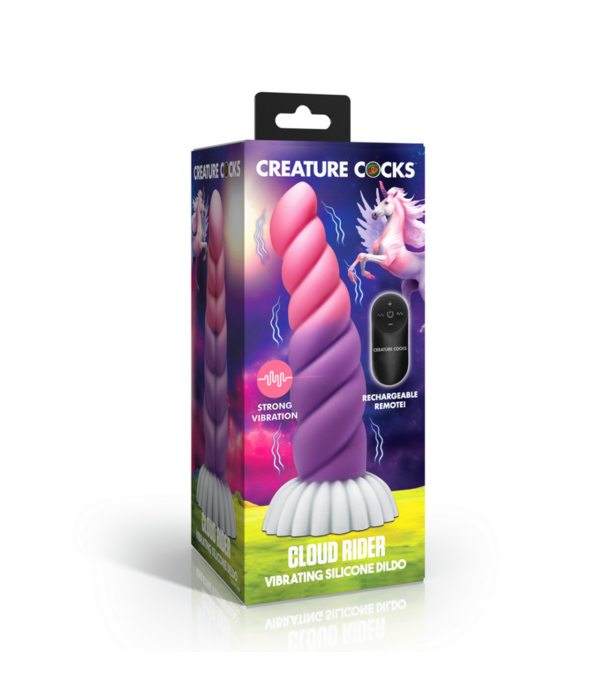 Cloud Rider - Vibrerende Eenhoorn Siliconen Dildo - Paars/Roze