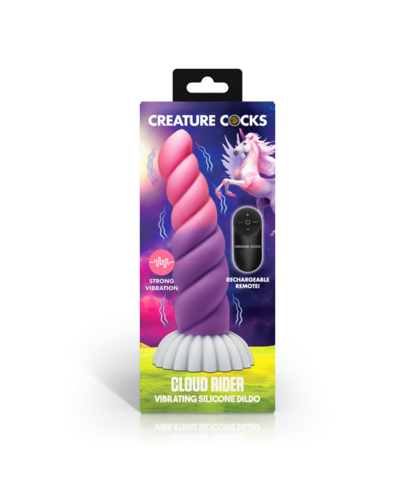 Cloud Rider - Vibrerende Eenhoorn Siliconen Dildo - Paars/Roze