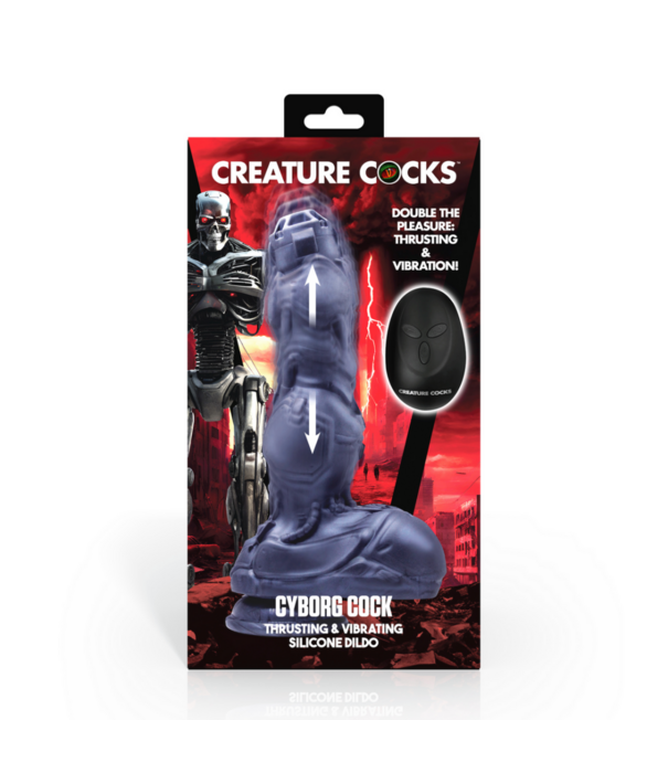 Cyborg Cock - Duwende en Vibrerende Siliconen Dildo - Zilver