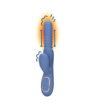 Warmende Draaibare Kralen en Duwende Konijnen Vibrator - Blauw Nova