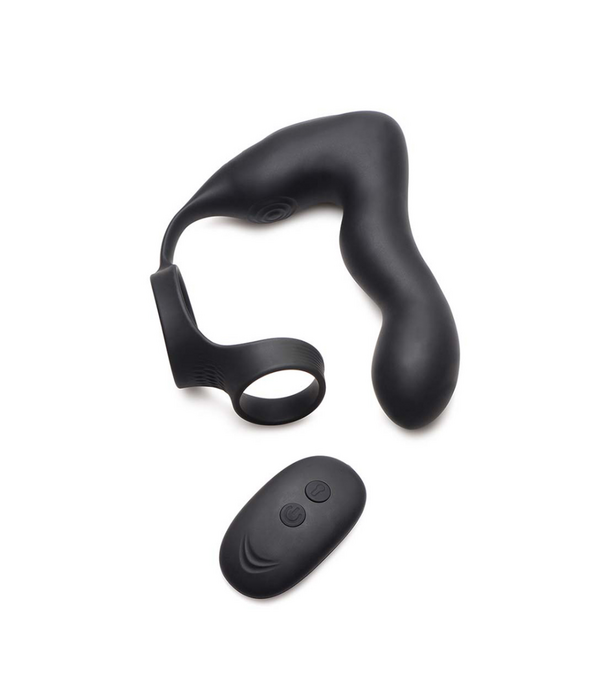 Opblaasbare en Vibrerende Prostaatplug + Cock- en Ballring