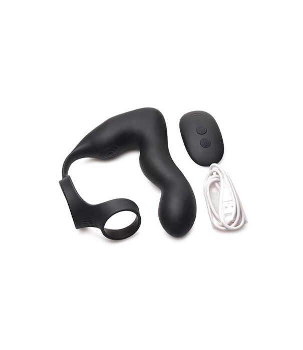 Opblaasbare en Vibrerende Prostaatplug + Cock- en Ballring