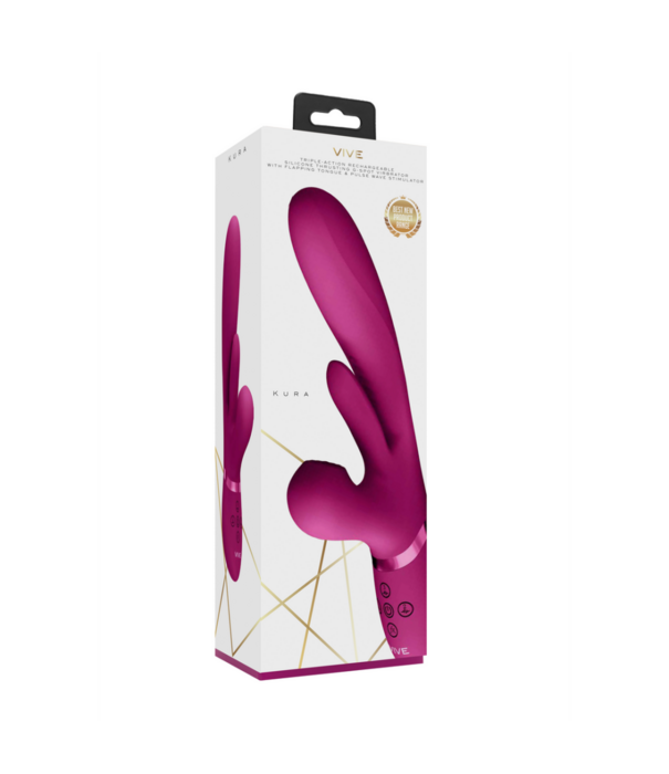 VIVE by Shots Kura - Duwende G-Spot Vibrator met Flapper Tong en Pulse Wave Stimulator - Roze